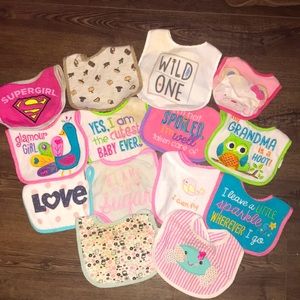 Baby Girl Bib Lot